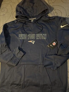 NIKE NEW ENGLAND PATRIOTS WHO YOU WITH NFL FOOTBALL HOODIE SIZE XL OR L MEN $75 - Picture 1 of 4