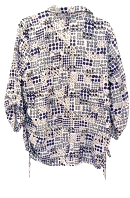 Camisa para mujer Coral Bay con botones XL azul marino blanco lunares manga con lengüeta enrollable Foto 1 de 4