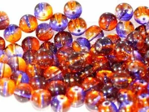 2 Tone Transparent 10mm Glass Beads 'Candlelight' - Picture 1 of 1