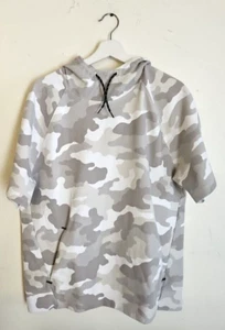 OLD NAVY Active Hoodie Mens XL White Gray Camouflage Dynamic Fleece Short Sleeve - Picture 1 of 8