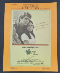 Partituras de colección Love Story (Where Do I Begin) Ali MacGraw Ryan O'Neal 1971 - Imagen 1 de 5