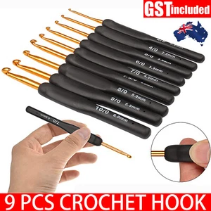 9x Soft Sewing Handle Aluminum Crochet Hook Knitting Needles Yarn 2-6mm Set AU - Picture 1 of 9