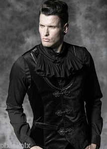 Mens Velvet Steampunk Waistcoat Gothic Black Punk Rave Dieselpunk Y-481 - Picture 1 of 10