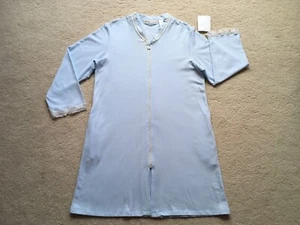 EILEEN WEST SHORT BLUE KNIT FULL FRONT ZIP ROBE SIZE M BRAND NEW W/TAGS $58 - Picture 1 of 10