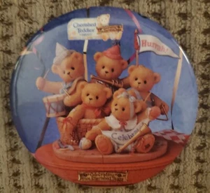 Vintage Enesco Cherished Teddies Celebrating Five Cherished Years Pinback Button - Picture 1 of 6