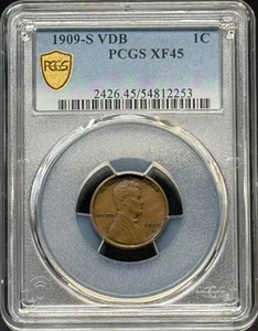 1909-S VDB, Lincoln Wheat Cent PCGS XF-45 BN - Picture 1 of 3