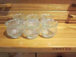 6 VINTAGE GLASS DESSERT DISHES--2 1/2" HIGH X 3" ACROSS--SCALLOPED--#T22-6 - Picture 1 of 24