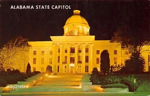 Postal AL Montgomery Capitolio del Estado en la noche Alabama - Imagen 1 de 2