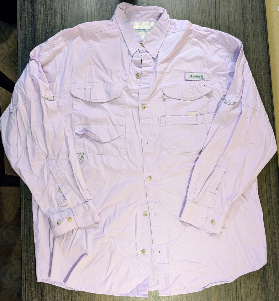 Camisa Columbia PFG Manga Larga Grande Lavanda Ventilada Pesca Exterior - Excelente Foto 1 de 4