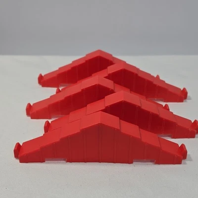 LOTE de 5 troncos Lincoln techo rojo dos muescas frontones cabina construcción juguete vintage Foto 1 de 4