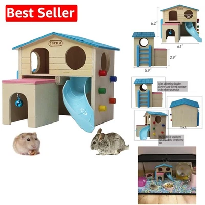 Casa interactiva para hámsteres con tobogán y escalera - Espacio de juego seguro para mascotas pequeñas Foto 1 de 4
