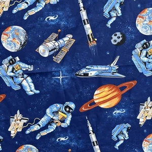 Prestigeträchtiger Textilstoff "Space" 54x4 Yards Astronauten blau 100% Baumwolle - Bild 1 von 11