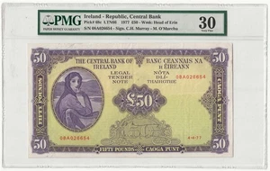 IRELAND  50 POUND BANKNOTE  1977  P68c  PMG30  VERY FINE - Picture 1 of 2