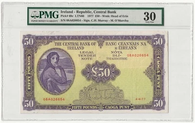 IRELAND  50 POUND BANKNOTE  1977  P68c  PMG30  VERY FINE - Image 1 of 2