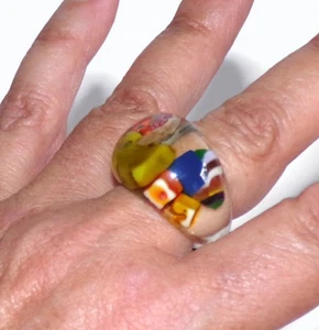 Sobral Meio Cheio Japeri Bits Pieces Inclusion Artist Made Statement Ring Size 9 - Picture 1 of 6