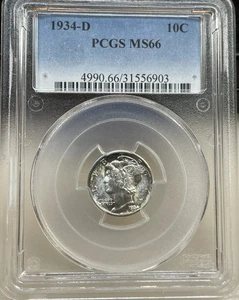 1934-D Mercury Dime PCGS MS66 - Picture 1 of 2