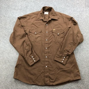 Ely Plains Shirt Mens Large Brown Pearl Snap Button Western Cowboy Long Sleeve - Picture 1 of 9