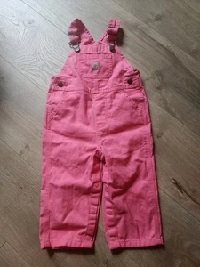 Salopette bavaglino Carhartt bambino rosa in tela taglia 18M 18 mesi bambina usata - Foto 1 di 6