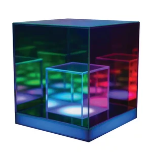 Atmosphere 5.4 In. Clear Iridescent Infinity Cube Desk Lamp Medium - Picture 1 of 7