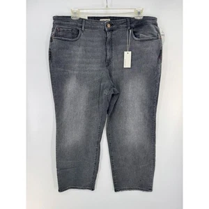 Pantalones de mezclilla para mujer LFZ Warp + Trama plateados abedul 22X28 tiro alto relax cremallera recta nuevos con etiquetas - Imagen 1 de 5