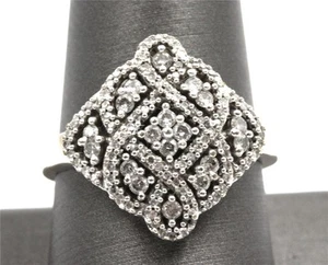 INCREDIBLE AUTHENTIC 10K SOLID WHITE GOLD GENUINE NATURAL DIAMOND CLUSTER RING - Picture 1 of 7