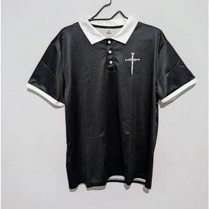 Black & White Cross Men's Lapel Collar Shirt Size M - Picture 1 of 6