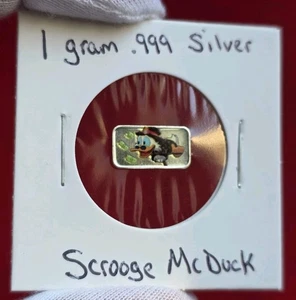 Scrooge McDuck $1000 - 1 Gram .999 Fine Pure Silver Bullion Mini Colorized Bar  - Picture 1 of 3