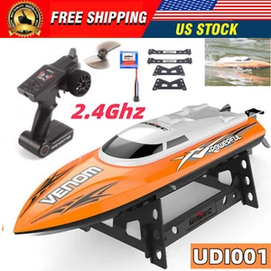 RC Boat 2.4G High Speed Remote Control Electric Boat Orange Power Venom Gift - Picture 1 of 13