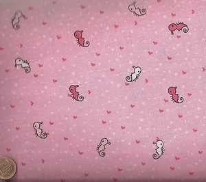 Tela de caballitos de mar rosa agua salada tela Riley Blake - Imagen 1 de 1