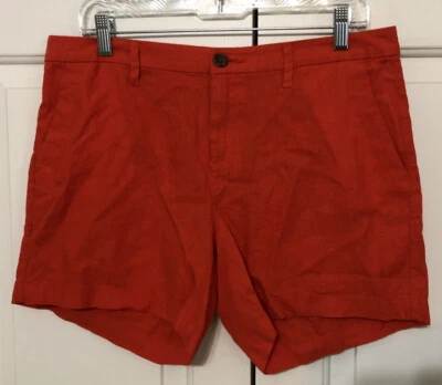 NUEVO CON ETIQUETAS Old Navy Talla 10 Naranja Lino Playa Frente Plano Pantalones Cortos Mujer Foto 1 de 4