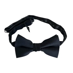 J Ferrar JF Solid Black Adjustable Pretied Bowtie Bow Tie - Picture 1 of 4