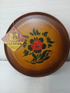 Colonial The Yankee Peddler Burton handbemalt Japaning Tablett hängend 12x12 - Bild 1 von 8