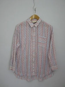Maeve Anthropologie Damen M Breckenridge rosa blau gestreift gepunktet Shirt - Bild 1 von 15