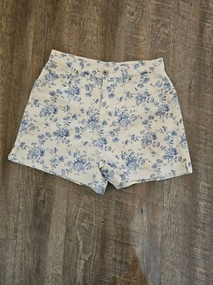 Vintage Y2K Floral Embroidered High Rise Denim Jean Shorts LA Blues  10 Short - Image 1 of 4