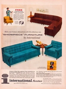 Print Ad International Furniture MCM Sofas 1958 Full Magazine Page 10.5"x13.5" - Picture 1 of 1