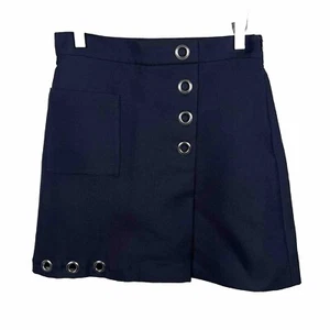 M Missoni Skirt 4 Womens Blue Mini Silver Grommet Pocket Cotton Blend Italy 40 - Picture 1 of 7