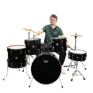 Glarry 5-Piece Complete Full Size Pro Adult Drum Set Kit with Stool Drum Pedal - Picture 1 of 8