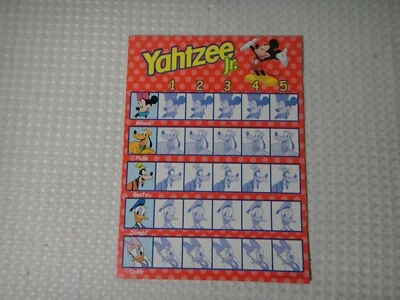 1998 Mickey Mouse Yahtzee Jr peças de reposição placa de pontuação de papelão - Imagem 1 de 4