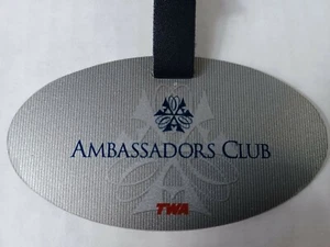 TWA Ambassador Club Luggage Bag Tag w / strap Airlines Planes Vintage free ship - Picture 1 of 3