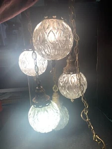 Vintage MCM Hollywood Regency 5 Light Swag Lamp - Picture 1 of 12