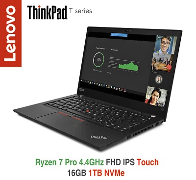 ThinkPad T14 Ryzen 7 Pro 4.4GHz FHD Touch 16GB 1TB W11P IR 3Y Premier Warranty - Image 1 of 4