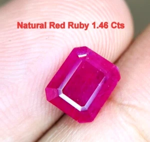 Rubino rosso naturale 1,46 Crt, rubino autentico, pietra sfaccettata, rubino ottagonale, rubino AAA+ - Foto 1 di 4