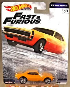 2018 Hot Wheels Premium Fast & Furious 4/5 '67 CHEVROLET CAMARO Yellow w/RR 5 Sp - Picture 1 of 6