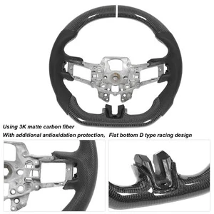 ❀ Custom Carbon Fiber Steering Wheel Perforated Leather Fit For Mustang V6 - Picture 1 of 22