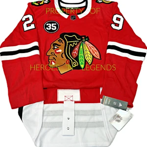 PRO-54 MARC-ANDRE FLEURY CHICAGO BLACKHAWKS ESPOSITO #35 ADIDAS AUTHENTIC JERSEY - Picture 1 of 11
