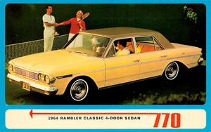 1964 Rambler Classic 4-Türer Limousine gelbe Farbe 770 Postkarte - Bild 1 von 2