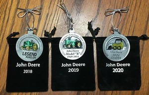2018 - 2019 - 2020 John Deere Pewter Christmas Ornaments - NEW - Picture 1 of 2
