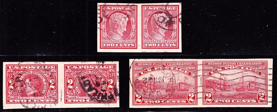 US 368, 370, 373 2c Commemorative Issues Used Pairs XF SCV $162.50 - Image 1 of 1