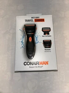 Afeitadora de viaje Conair Man en seco/húmedo lavable, cuchillas dobles de aluminio, toma 2 pilas AAA - Imagen 1 de 1