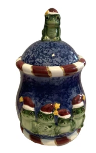 Vintage CBK Whimsical Christmas Frog Sugar Bowl 1998 - Picture 1 of 5